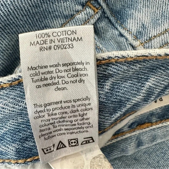 PacSun High‎ Rise Straight 29 blue button fly raw hem jeans - Picture 6 of 6